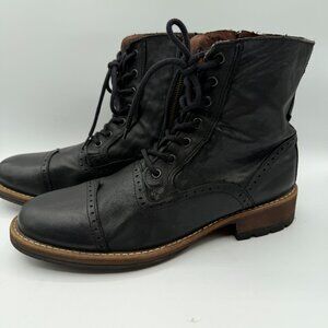 Steve Madden Mens Troopah-C Boots Leather Black Cap Toe Zipper Size 9 Comba